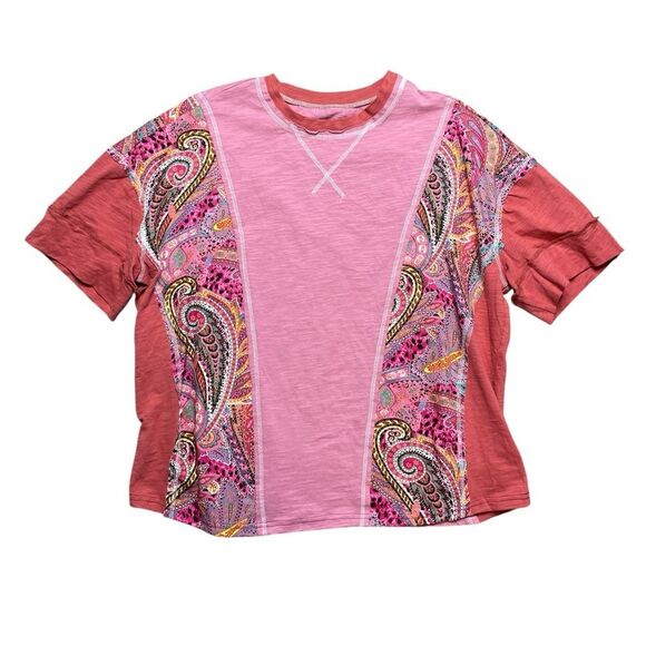NWT Bohemian Oversized T-Shirt Pink Paisley Size Large - Picture 2 of 10